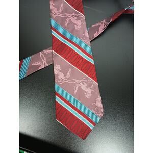 Men's Textured Polyester Tie El-Dava Vintage Fox Striped Style Red Blue Pink